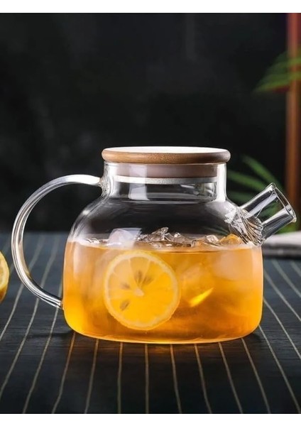 Vakumlu Bambu Kapaklı Isıya Dayanıklı Borosilikat Cam Demlik, Süzgeçli (1000 Ml) | Teapot.deconox Vakumlu Bambu Kapaklı Borosilikat Cam Demlik - Süzgeçli ve Isıya Dayanıklı Teapot (1000 Ml)