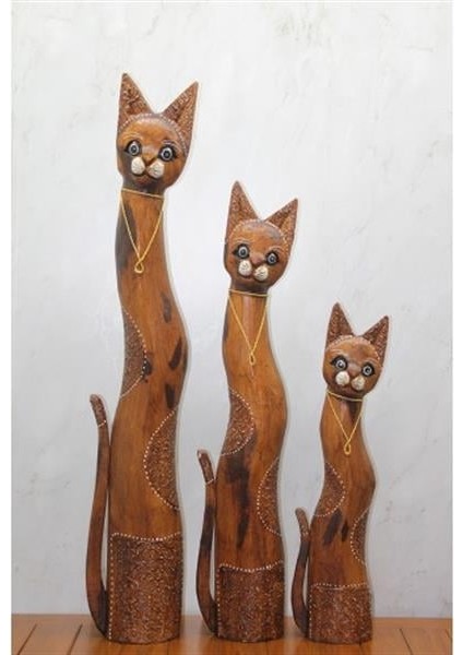Ahşap 3'lü Kedi Seti 1 Metre Model 1