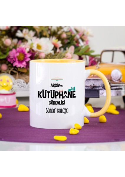 Kişiye Özel Arşiv ve Kütüphane Görevlisi Kupa Bardak - Sarı