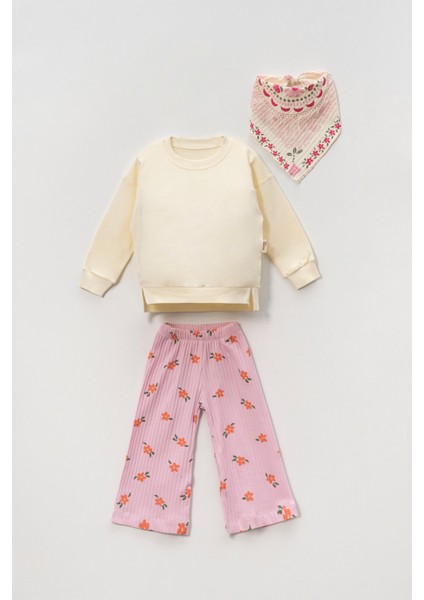 Çiçek Desenli Kız Çocuk Takımı