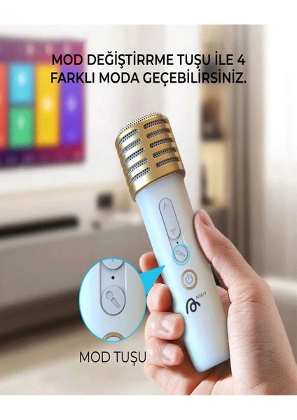 Karaoke Bluetooth Hoparlör Aggıy Ag-S7 Kablosuz Mikrofonlu Rgb LED Parti Işıklı