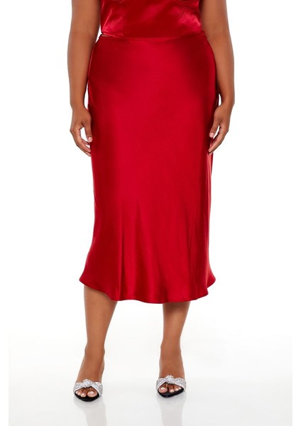 Plus Size Saten Etek