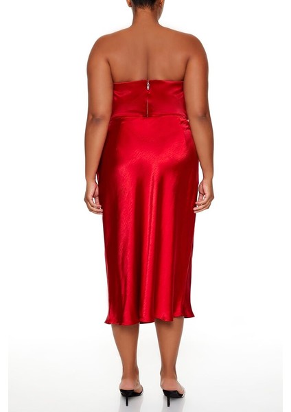 Plus Size Saten Etek