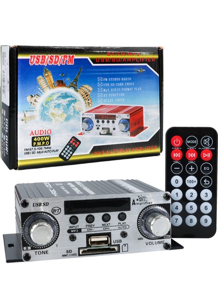 OEM Magicvoice YW-191L 12 Volt 100 Watt Motosiklet Bluetooth Amfi Usb/sd 2 Kanal Pazarcı - Anfi (125X95X40MM)