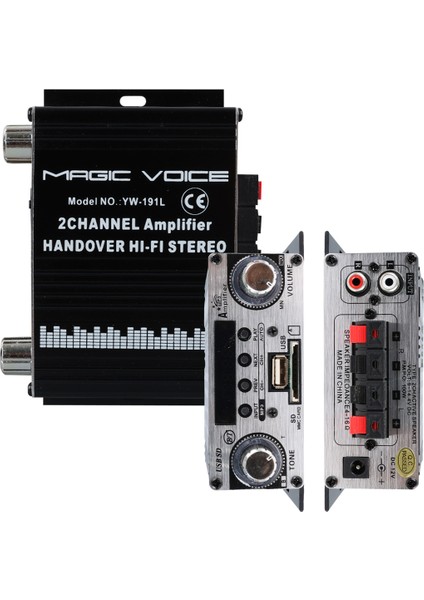 OEM Magicvoice YW-191L 12 Volt 100 Watt Motosiklet Bluetooth Amfi Usb/sd 2 Kanal Pazarcı - Anfi (125X95X40MM)