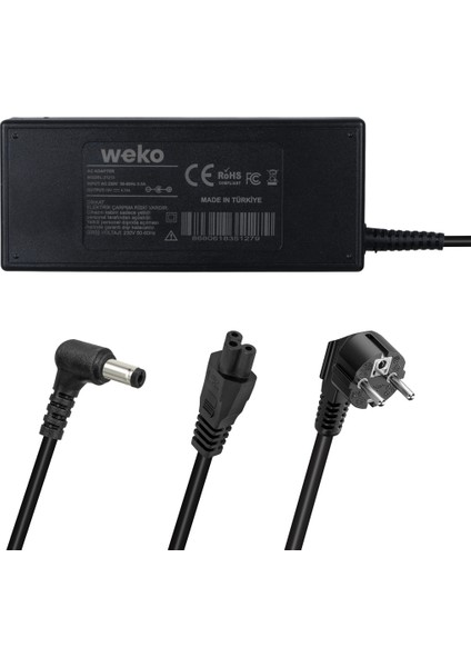 Weko 19 Volt 4.74 Amper 90 Watt 5.5*2.5 Uçlu Notebook Adaptör Yerli Üretim