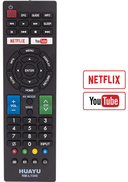 OEM Huayu Kl RM-L1346 Sharp Netflıx ve Youtube Tuşlu Lcd-Led Tv Kumanda