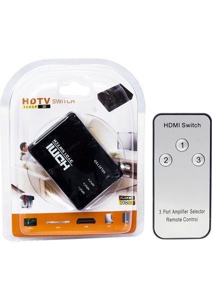 Powermaster PM-6853 3 Giriş 1 Çıkış HDMI Swıtcher Toplayıcı Kumandalı Adaptörsüz