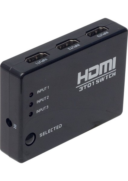 Powermaster PM-6853 3 Giriş 1 Çıkış HDMI Swıtcher Toplayıcı Kumandalı Adaptörsüz