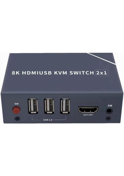 Powermaster PM-11777 8k HDMI USB Kvm Swıtch 2x1