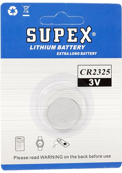 Supex CR2325 3V Lityum Pil Tekli