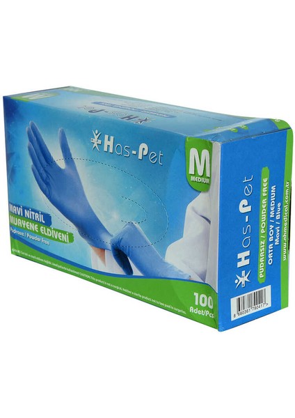 OEM Pudrasız Mavi Nitril Eldiven Orta Boy (M) 100 Lü Paket