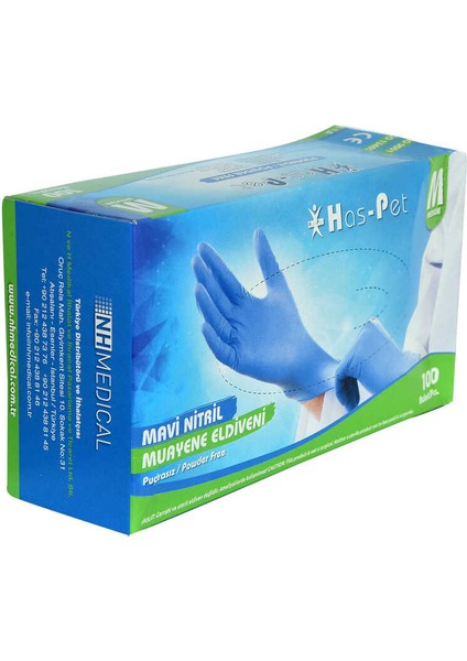 OEM Pudrasız Mavi Nitril Eldiven Orta Boy (M) 100 Lü Paket