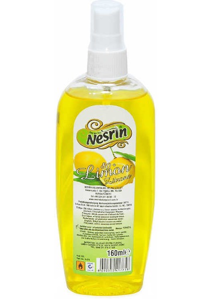 Limon Kolonyası Sprey 80 Derece Pet Şişe 160 ml