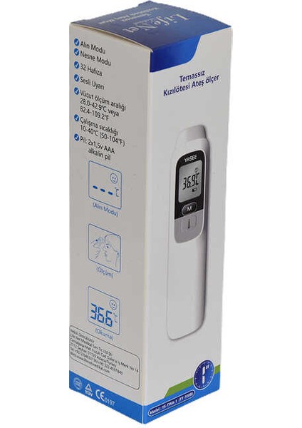 Temassız Ateş Ölçer Kızıl Ötesi Vücut ve Alından Termometre Pilli FT-100B fiyatları