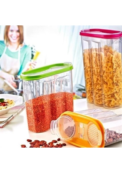 2 Kapaklı Ölçekli Erzak Kuru Gıda Saklama Kutusu Kabı - 1,7 Litre - SA935 modelleri