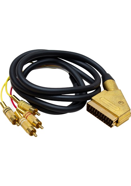 OEM Scart 4 Rca 1.2 Metre 8mm Gold Kablo Powermaster