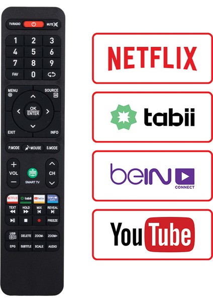 OEM Weko Kl Onvo-Saba-Nordmende-Morıo Beın - Tabıı- Netflıx- Youtube Tuşlu Androıd Smart LCD Tv Kumanda