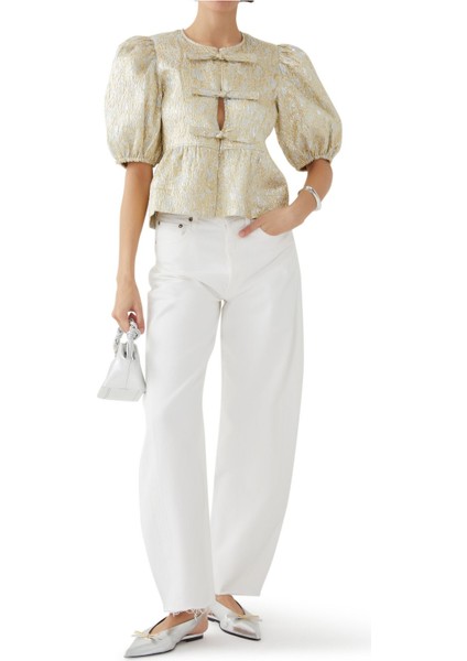 Metallic Cloque Peplum Bluz fiyatları