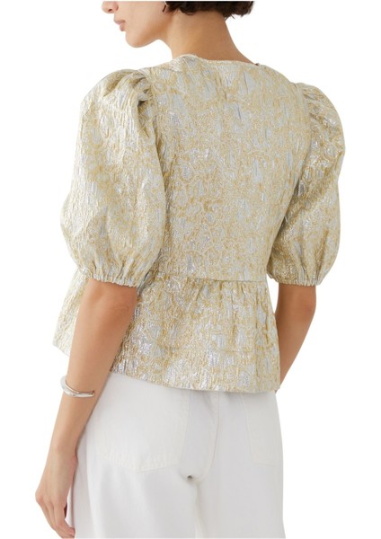 Metallic Cloque Peplum Bluz modelleri
