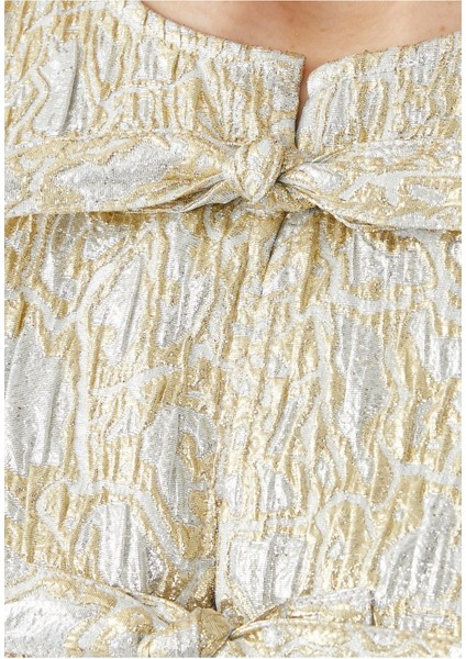 Metallic Cloque Peplum Bluz fırsatları