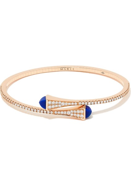 Zarif Lapis Lazuli ve Pırlantalı 18K Rose Gold Bilezik