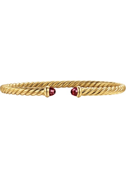 Esnek Spiral Altın Bilezik, 18 Ayar Sarı Altın ve Rhodolite Garnet
