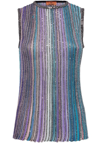 Işıltılı Triko Bluz - Mavi