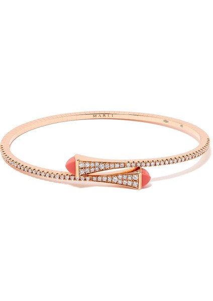 Şık 18K Pembe Altın Bilezik - Pembe Mercan & Pırlantalı