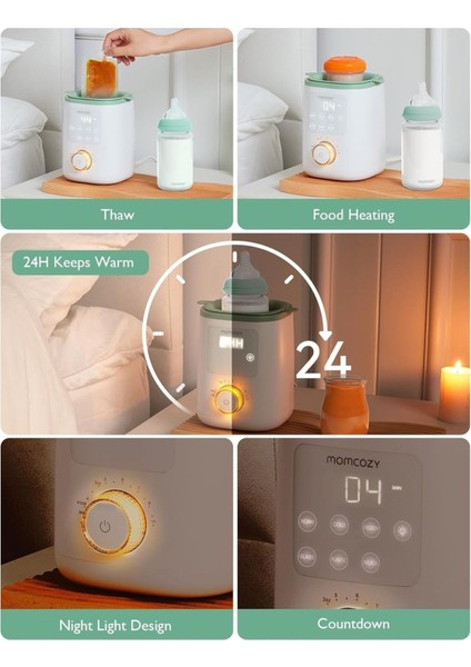 Nutri 9’u 1 Arada Biberon Isıtıcı, Nazik Su Banyosu Isıtma, Gece Işığı, 24 Saat Sıcak Tutma modelleri