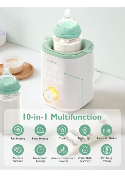 Nutri 9’u 1 Arada Biberon Isıtıcı, Nazik Su Banyosu Isıtma, Gece Işığı, 24 Saat Sıcak Tutma fırsatları