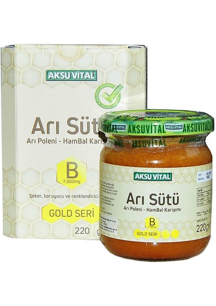 Arı Sütü Polen Bal Karışımı B 7.000 Mg Gold Seri 220 gr