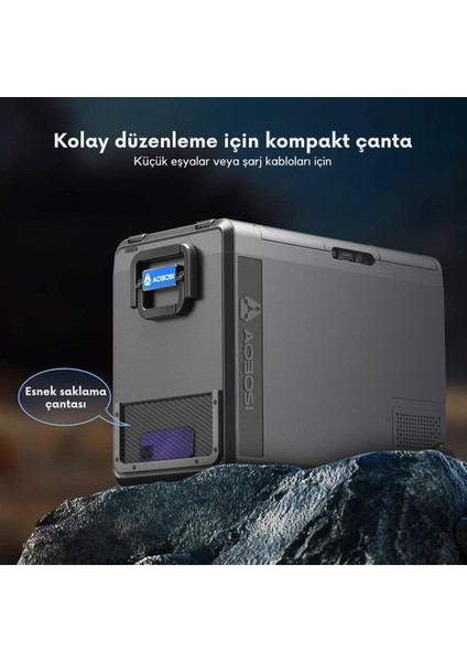 Kompresörlü Soğutma Kutusu 58L, Çift Bölmeli, USB ve Led’li