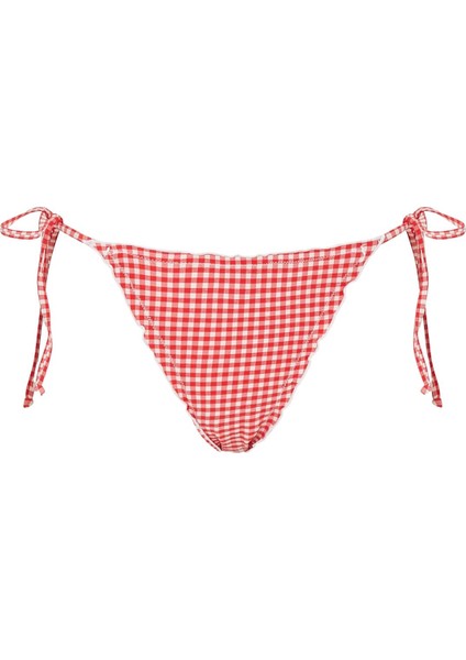 Kare Desenli Kırmızı Bikini Altı