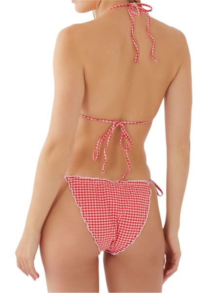 Kare Desenli Kırmızı Bikini Altı