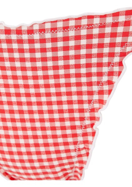 Kare Desenli Kırmızı Bikini Altı