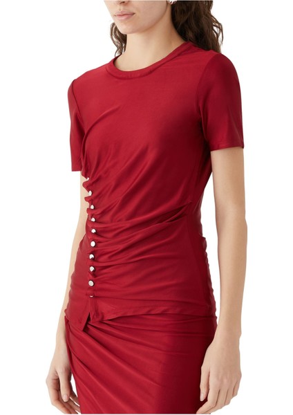 Şık Kısa Kollu Drapeli Bluz indirimleri