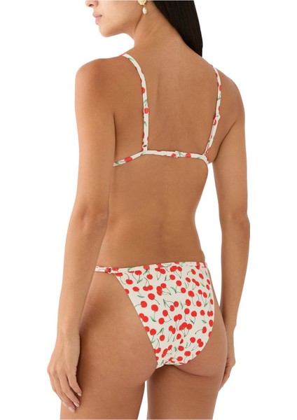 Çarpıcı Kiraz Desenli Bikini Altı - Beyaz modelleri