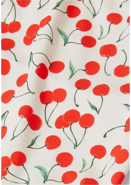 Çarpıcı Kiraz Desenli Bikini Altı - Beyaz fırsatları