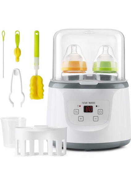 6sı 1 Arada Biberon Isıtıcı, Süt Isıtma, Sterilizasyon, Defrost, Çiftli Tasarım ve LED Ekranlı