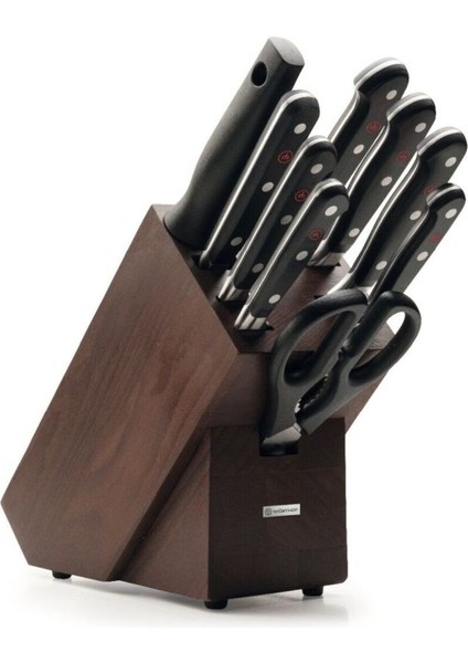 10 Parça Bıçak Bloğu Seti, Yüksek Kaliteli Dişbudak ve Çikolata Ahşap