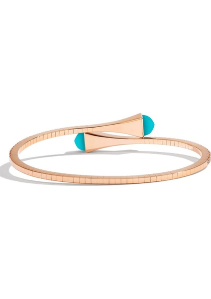 Turkuaz ve Pırlantalı 18K Pembe Altın Ince Bilezik modelleri