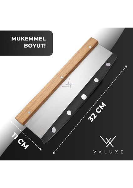 32 cm Paslanmaz Çelik Pizza Bıçağı, Ahşap Saplı, Profesyonel ve Keskin Pizza Kesici modelleri