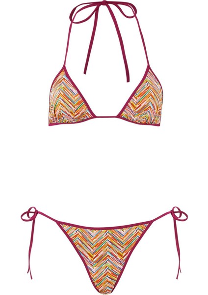Çizgili Üçgen Bikini Seti