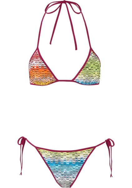 Çizgili Üçgen Bikini Seti indirimleri