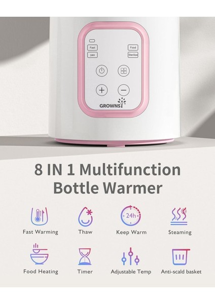 8’i 1 Arada Biberon Isıtıcı ve Sterilizatör, Hızlı Isıtma, Besin Koruma, LCD Ekran