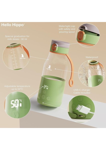Nomade Taşınabilir Kablosuz USB Biberon Isıtıcı, 300 Ml, Ayarlanabilir Isı
