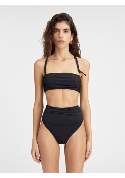 Yüksek Bel Tanga Kesim Ruched Bikini Altı Şık ve Rahat, %80 Geri Dönüşümlü Polyester modelleri