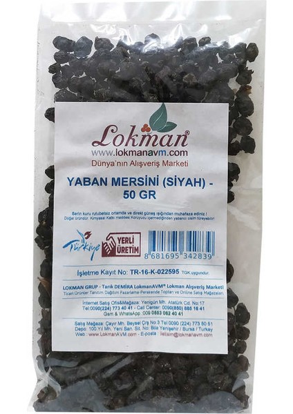 Doğal Acı Yaban Mersini Siyah 50 gr Paket