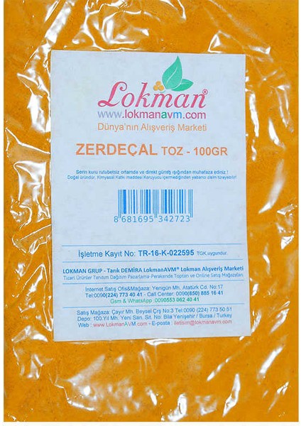 Zerdeçal Kökü Doğal Öğütülmüş 100 gr Paket fırsatları